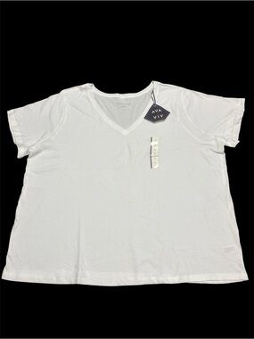 Ava & Viv White V-Neck Tee with Branded Tag